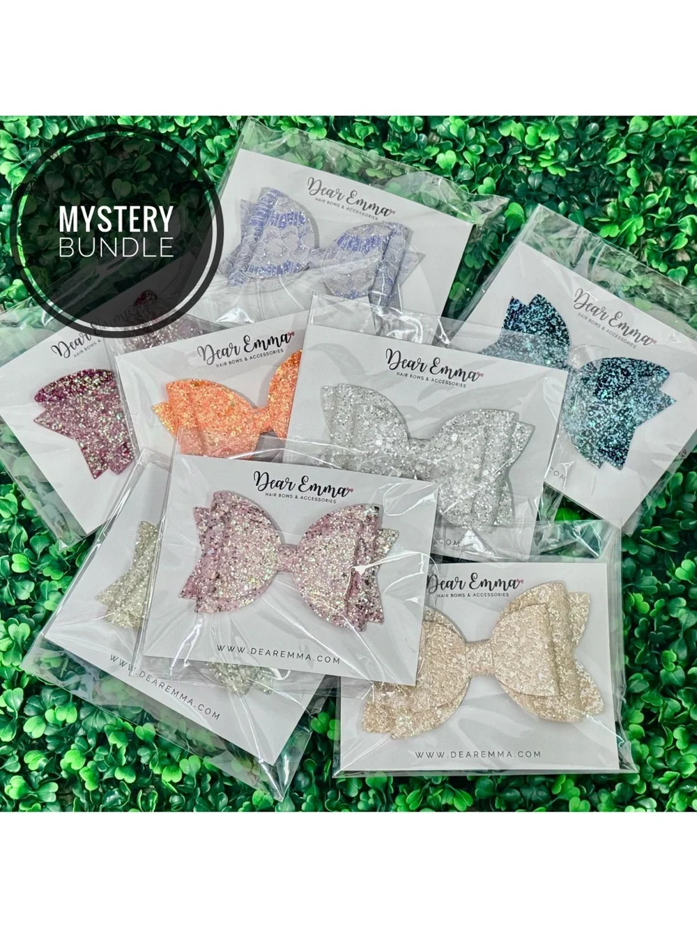 Mystery Bundle of Girls Glitter Hair Bow Clips - Bundle of 10 New Boutique Bows